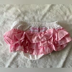 Ruffle Butts Pink White Diaper Cover Bottom Baby Girl 3-6 Mths